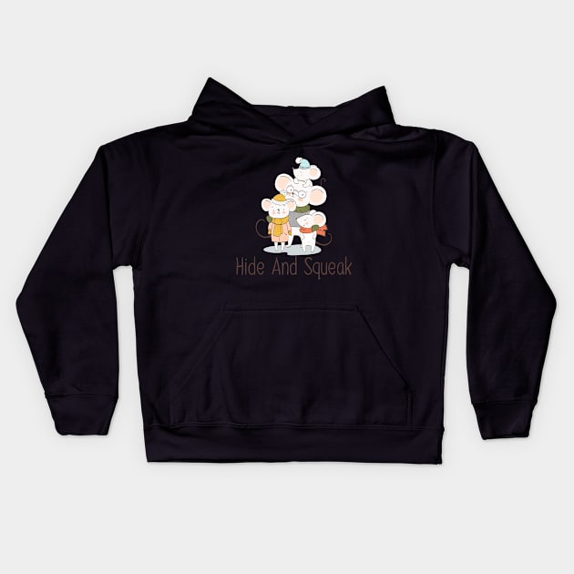 Hide Squeak Mice Family Funny Cute Rodents Kids Hoodie by Mellowdellow